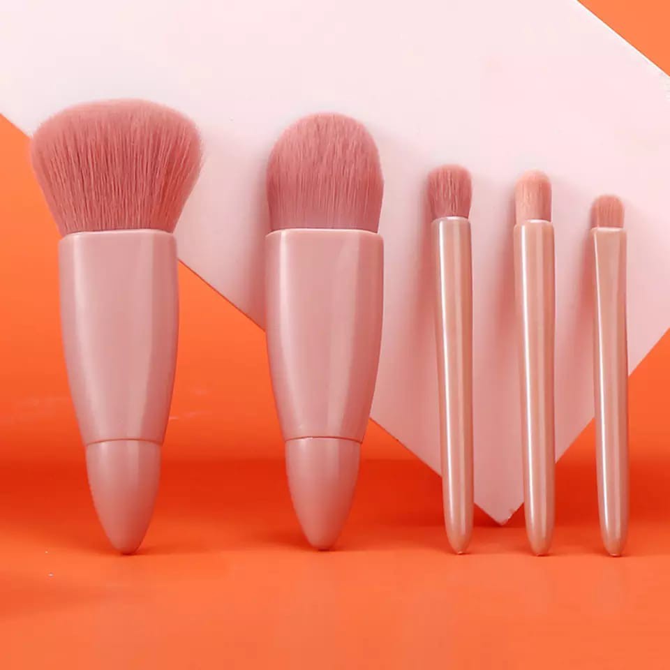 Kuas Makeup SET Isi 5 PCS With Box  Mini Brush Kit Kuas Powder Foundation Beauty Tools Portable Cermin S592