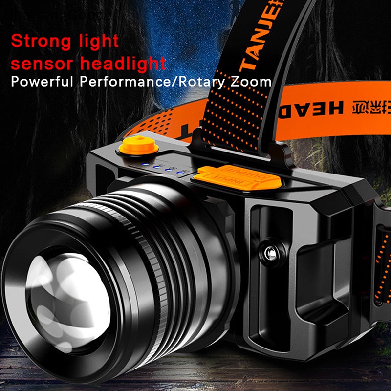 Skid LED headlight strong light rechargeable zoom Jarak Jauh Anti Air USB super SKK