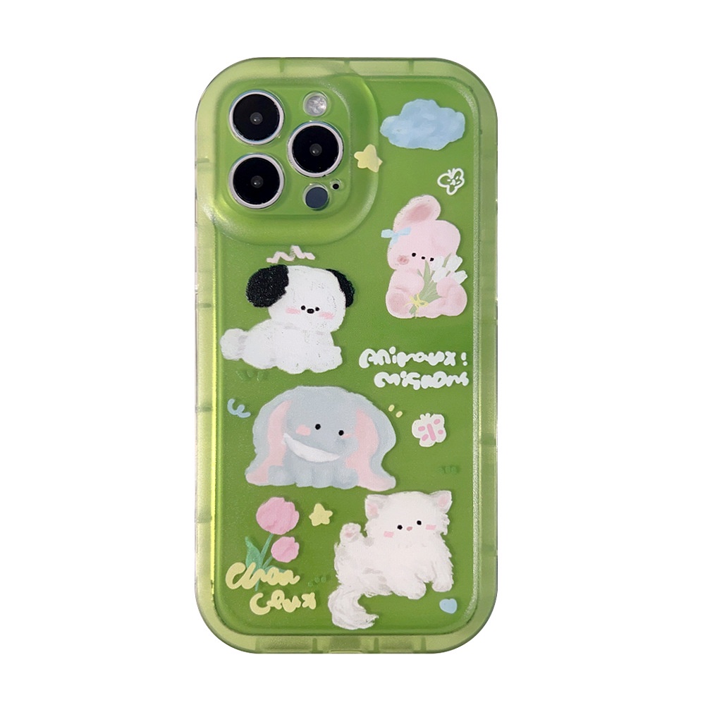 IPHONE Ins Lucu Anjing Kelinci Kartun Silikon Case Untuk Iphone14 11 12 13 PRO MAX Casing Cover Pelindung AT0354