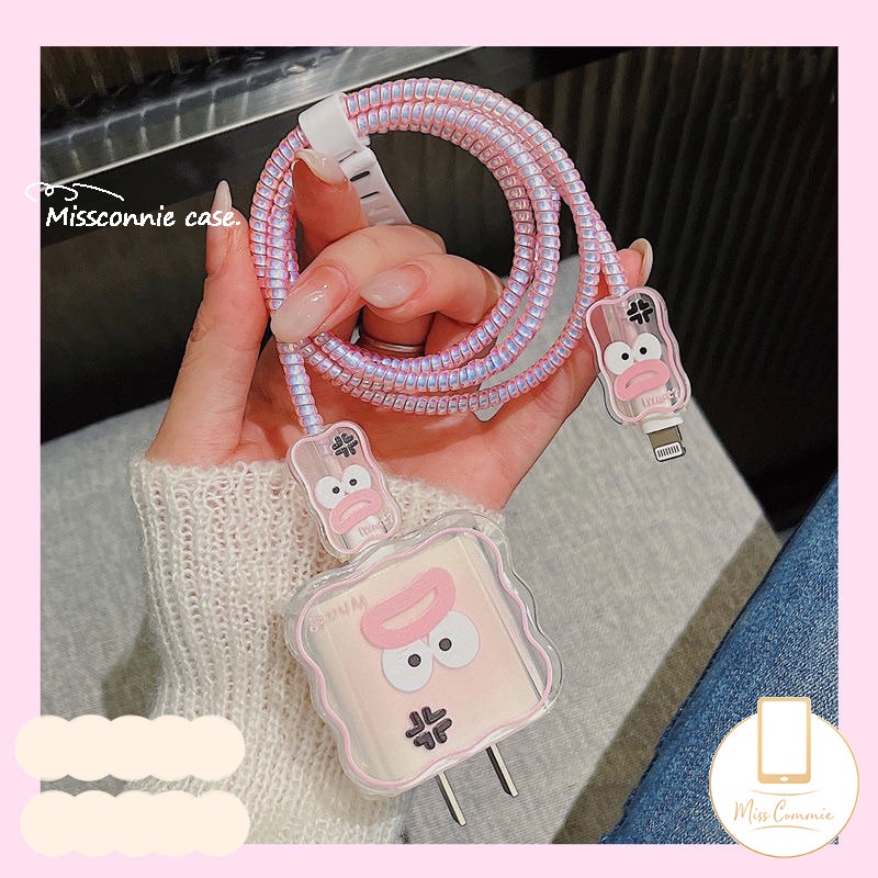 5in1 Wavy Edge Cute Ikatan Simpul Cinta Hati Set Lengan Kabel Data Kompatibel Untuk Apple 18/20W Adaptor Charger Soft Cover Dengan Lovely Strawberry Bear Toy Story Pelindung Gigitan Kabel