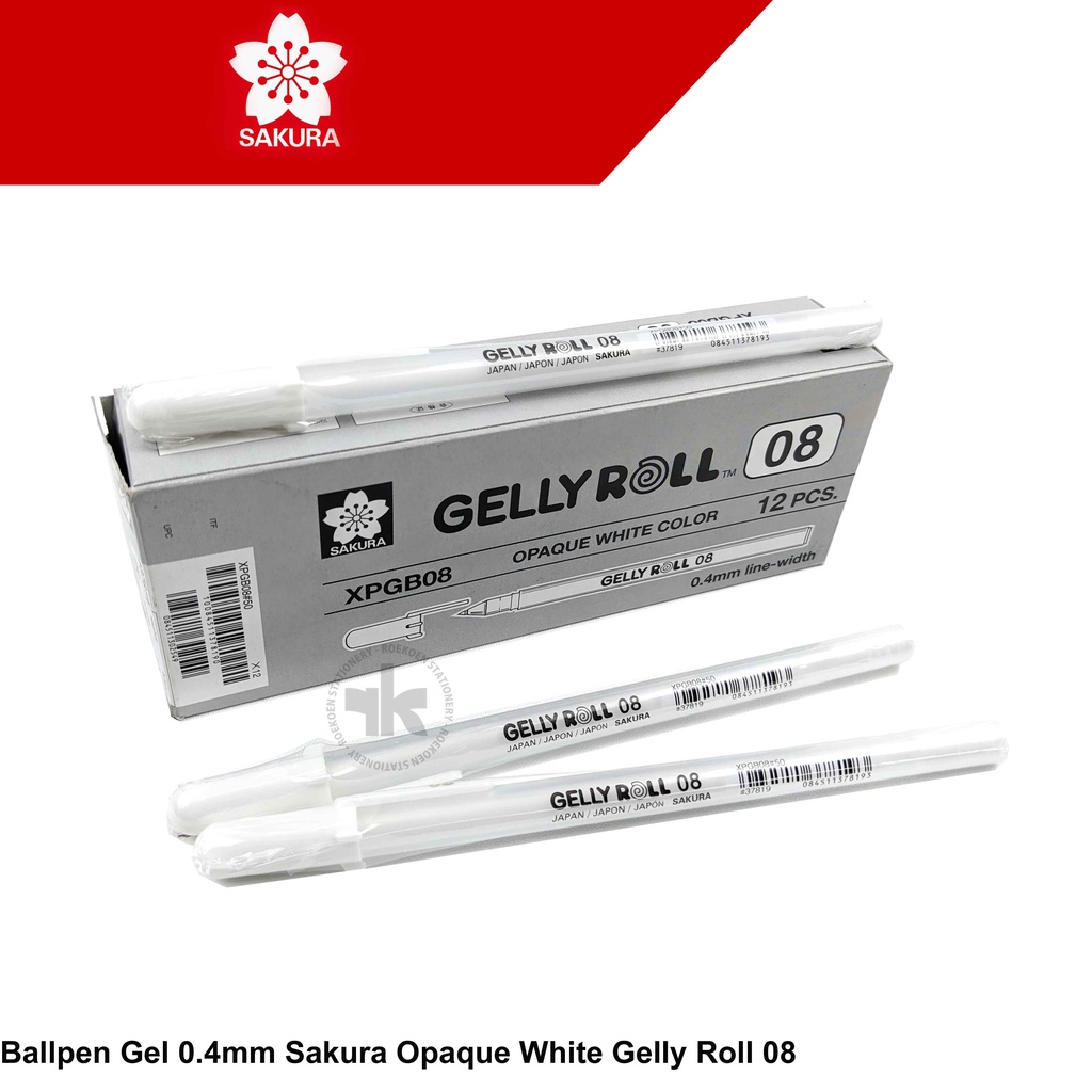 

Sakura Gelly Roll Opaque White Color Ballpen Gel Putih 0.8mm XPGB08
