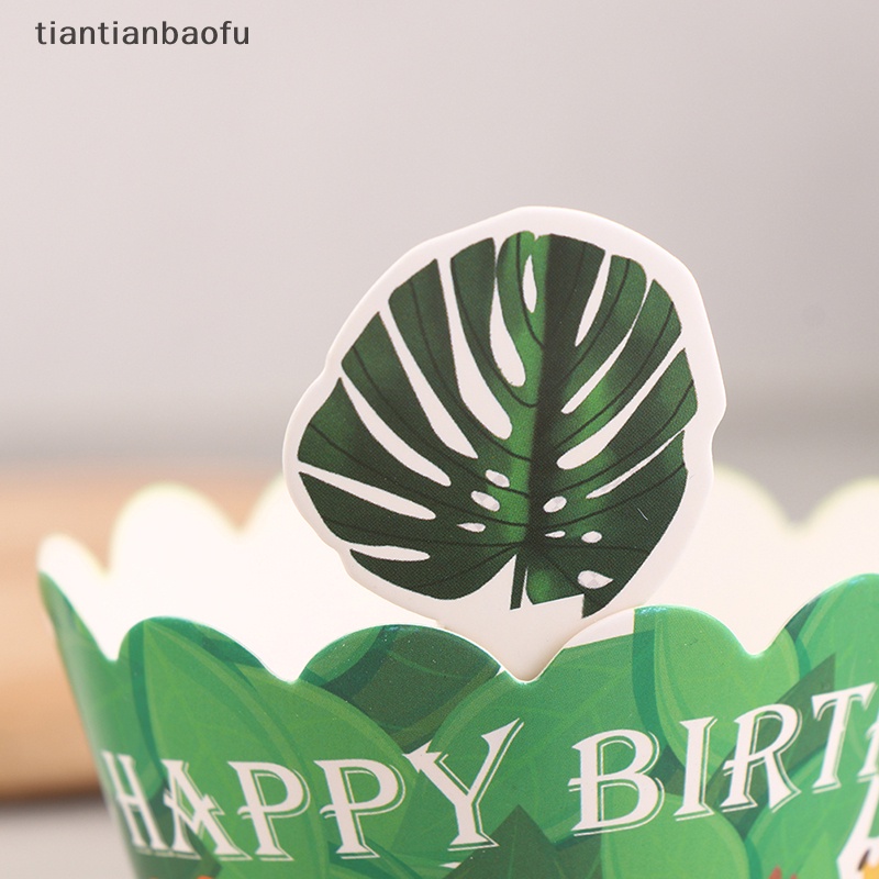 [tiantianbaofu] 12pcs Jungle Safari Animal Cupcake Wrapper Hewan Liar Pesta Cupcake Topper Butik