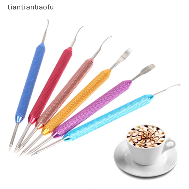 [tiantianbaofu] Stik Kopi Stainless Steel Tarik Ukir Bunga Latte Coffee Art Pen Butik