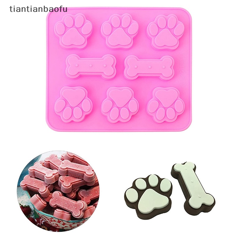 [tiantianbaofu] 1pc Cetakan Silikon Tapak Anjing Tulang Cookie Cutter DIY 3D Fondant Baking Molds Butik