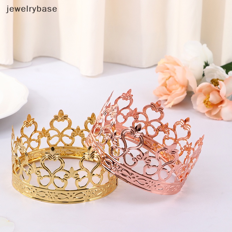 [jewelrybase] 1pc Tiara Warna Emas Mahkota Hiasan Topper Kue Perlengkapan Pesta Hias Butik