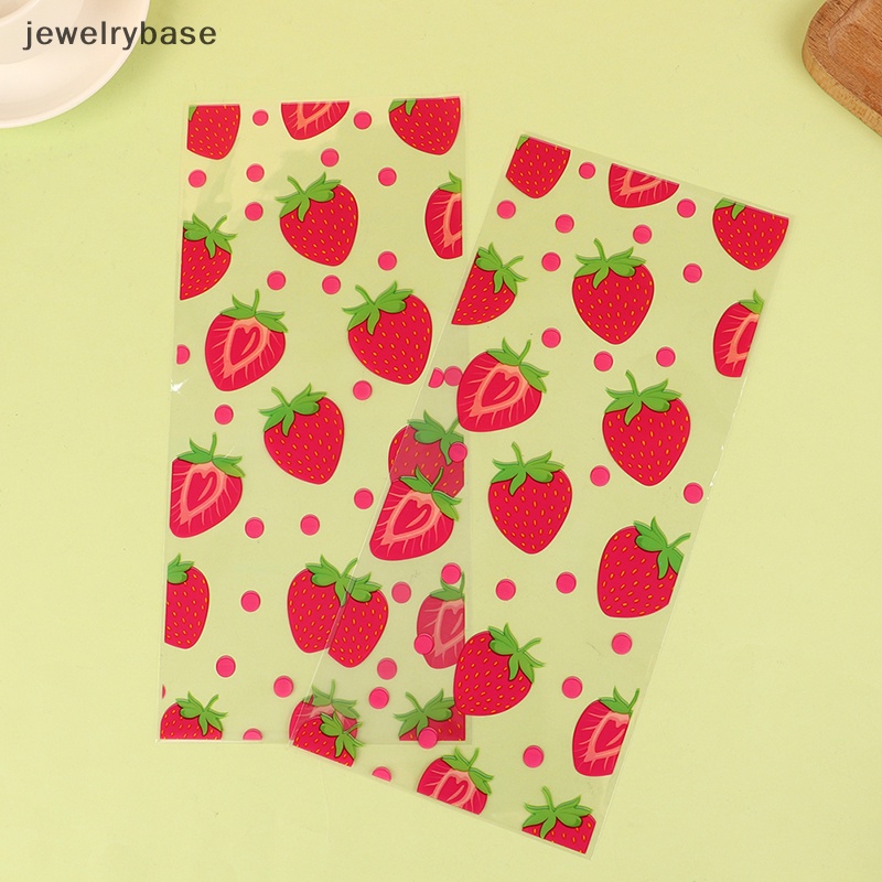 [jewelrybase] 50pcs Cookies Bag Dengan Ikatan Permen Biskuit Makanan Pack Strawberry Lucu Packing Bag Butik