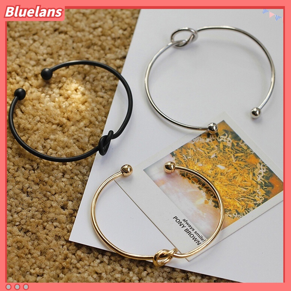 [BLS] Fashion Wanita Elegan Gaya Sederhana Perhiasan Simpul Adjustable Terbuka Gelang Bangle