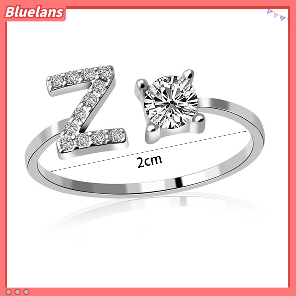 [BLS] Cincin Terbuka Indah Adjustable Warna Silver Adjustable Huruf Alfabet Perhiasan Wanita Untuk Pesta