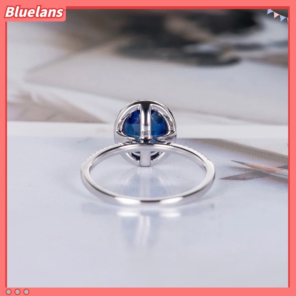 [BLS] Fashion Lady Oval Cubic Zirconia CZ Jari Cincin Pengantin Pernikahan Pertunangan Perhiasan