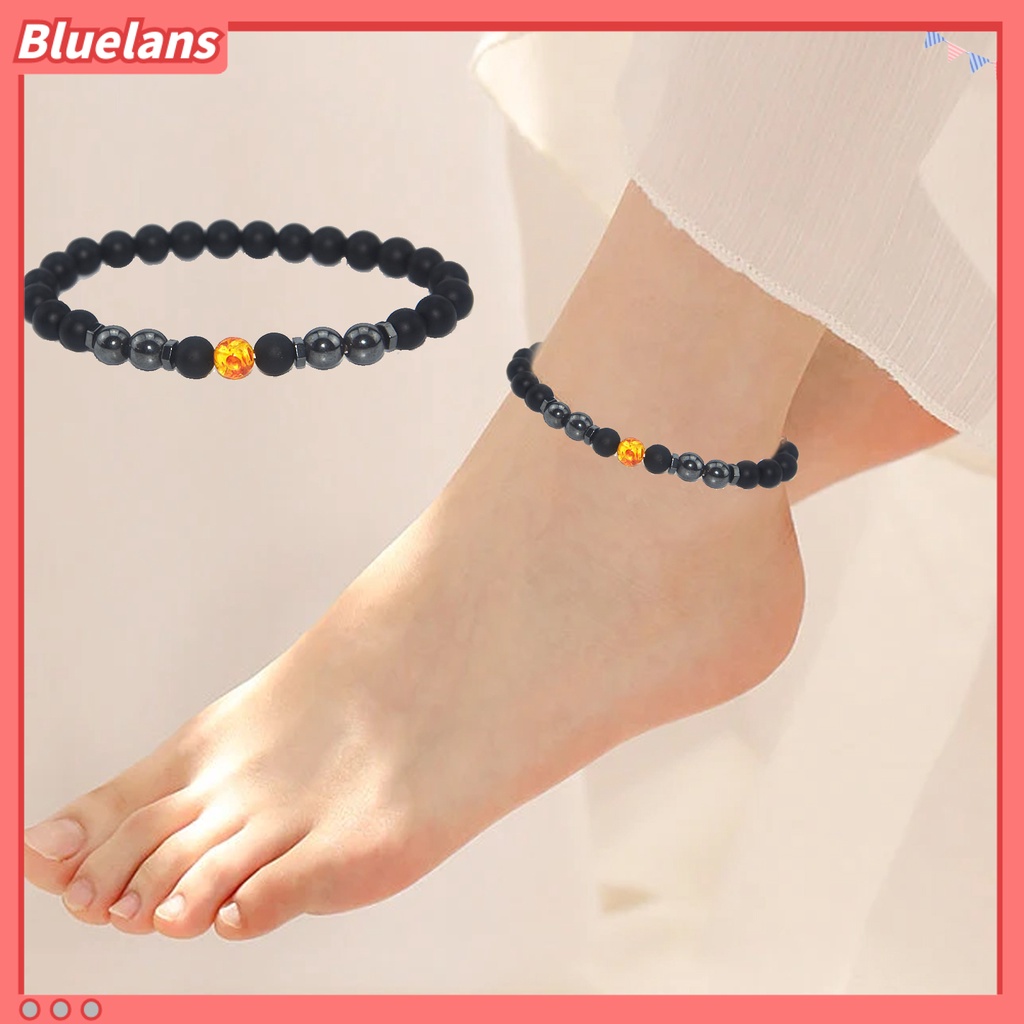 [BLS] Gelang Kaki Wanita Indah Sederhana Bergaya Semua Pertandingan Eye-catching Menghilangkan Kelelahan Mudah Dipakai Wanita Perempuan Hitam Gall Batu Manik-Manik Rantai Aksesoris Untuk Hadiah