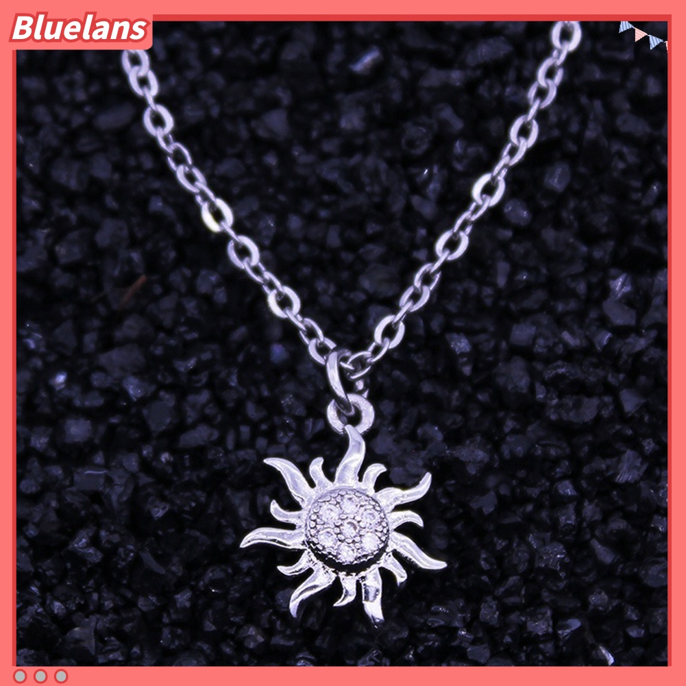 [BLS] Fashion Perhiasan Wanita Berlian Imitasi Mengkilap Matahari Liontin Kalung Hadiah Natal