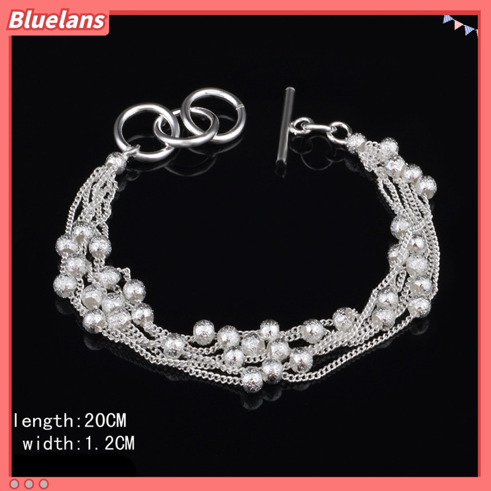 [BLS] Wanita Shiny Faux Pearl Beads Bangle Shimmers Charm Rantai Gelang Perhiasan Hadiah