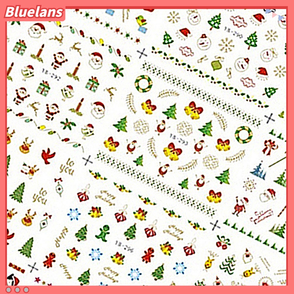 [BLM] 12pcs /Sheet Stiker Kuku Natal Perekat Diri Menarik Xmas Nail Art Decal Untuk Kuku