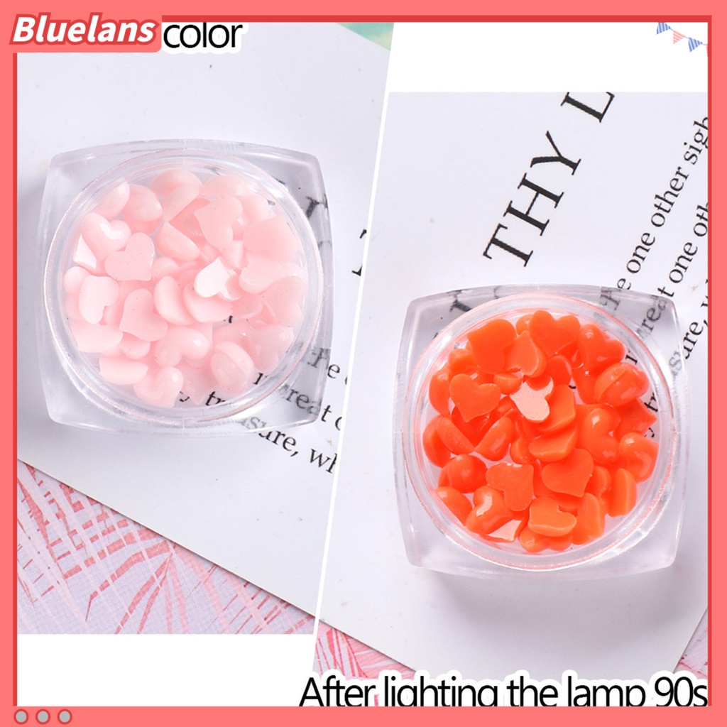 [BLM] 40pcs /Box Ornamen Jantung Kuku Datar Kembali Efek 3D Mini Putih Pink Heart Nail Art Dekorasi Charms Untuk Manicure