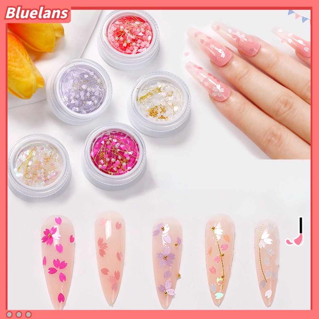 [BLM] 1kotak Payet Kuku Bentuk Bunga Warna Cerah Ultra-Tipis Mengkilap Efek Visual Pertunjukan Pesona Unik Kelopak Hewan Peliharaan Nail Art Paillettes Sequin Flakes Ornamen Untuk Salon Kuku