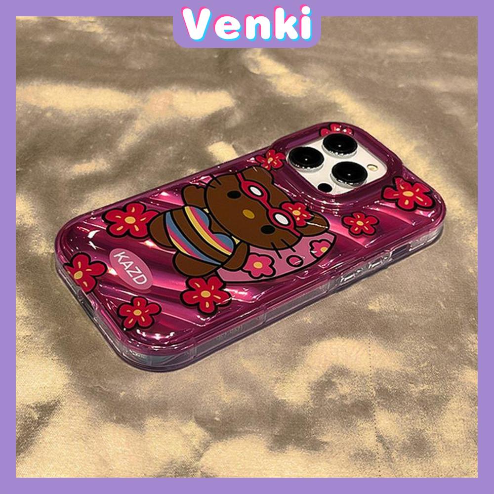 VENKI - Untuk iPhone 11 Laser Reflektif Bening Phone Case TPU Soft Shockproof Airbag Phone Case Cute Hitam Kulit Kartun Kucing Kompatibel dengan iPhone 14 13 Pro max 12 Pro Max XR XR 7