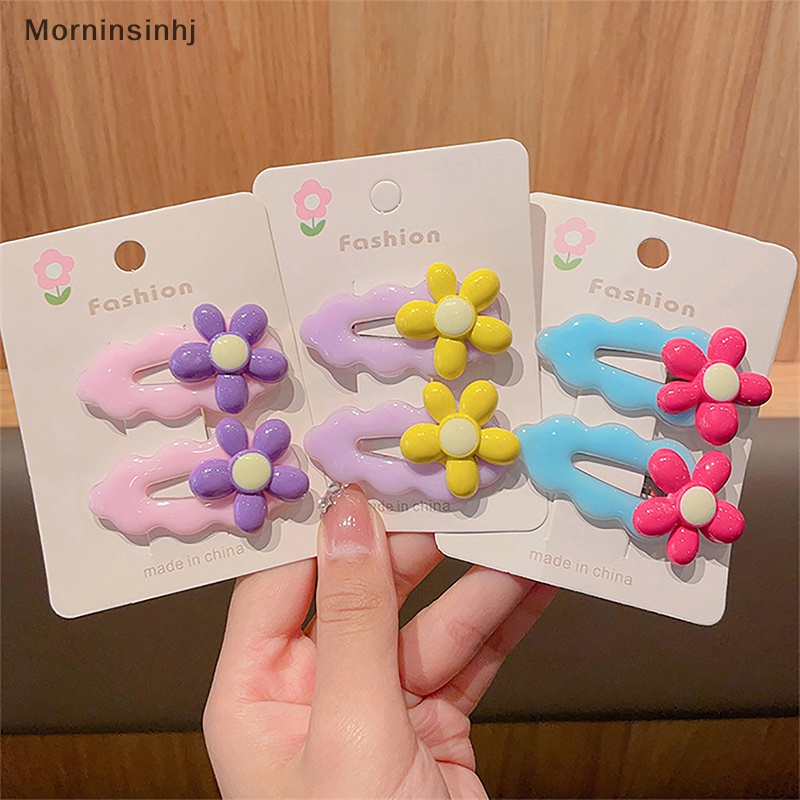 Mornin 2pcs Bentuk Bunga Jepit Rambut Warna-Warni Manis Outdoor Hair Clips Barrettes Cute Headwear Slid Clip Fashion Aksesoris Rambut id