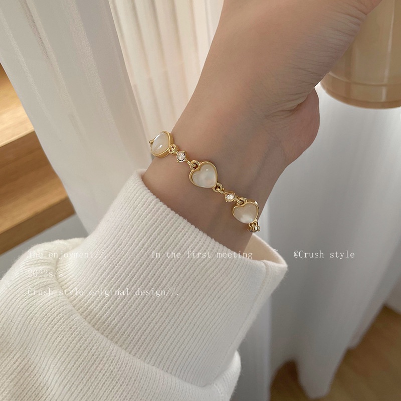 Gelang Cinta Hati Opal Sederhana Perempuan ins Lady Gaya Baru Yang Unik Adjustable Bracelet