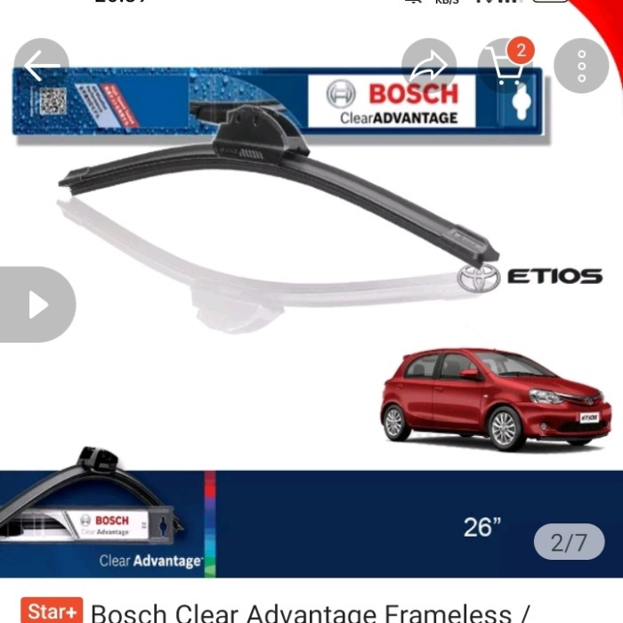 wiper bosch frameles Toyota Etios valco