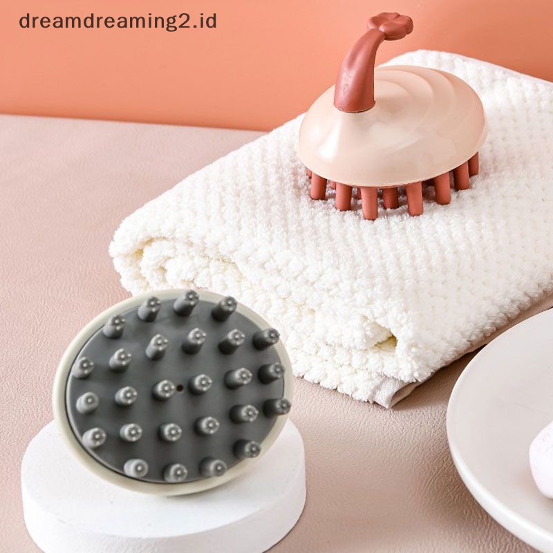 (drea) 1pc Sikat Shampo Silikon Gatal Sisir Pijat Kulit Kepala Shower Brush Produk Mandi //