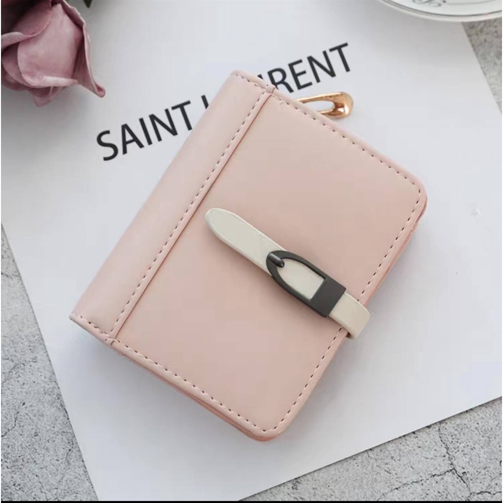 DOMPET KOREA LIPAT WANITA C102-87B KULIT IMPORT TEMPAT KARTU FOTO JAKARTA