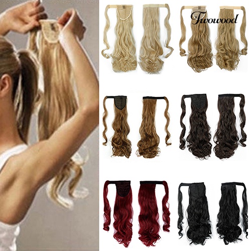 Twowood Kecantikan Wanita Panjang Bergelombang Ponytail Wig Klip in Pony Tail Hair Piece Extension