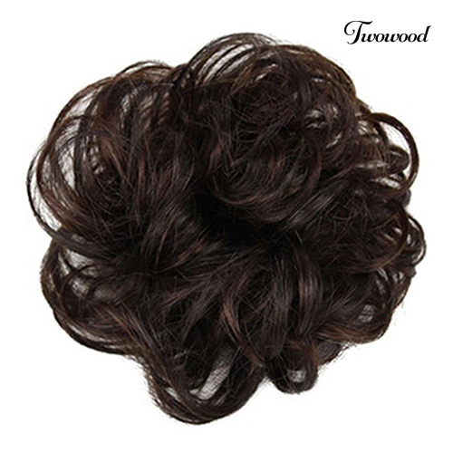 Twowood Hot Wanita Lady Wavy Curly Dish Rambut Sanggul Ekstensi Sopak Chignon Scrunchie