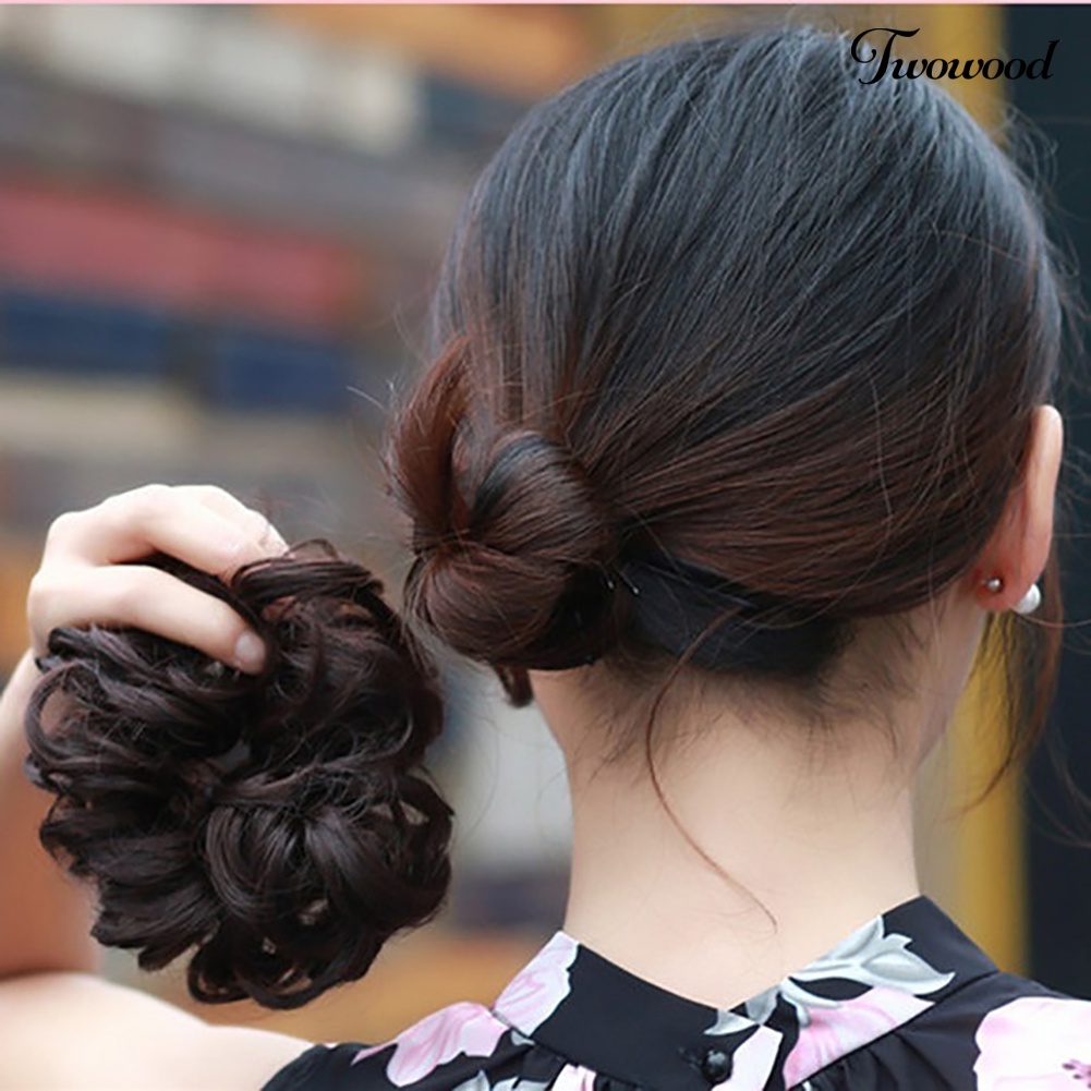 Twowood Serat Sintetis Keriting Chignon Rambut Palsu Extension Sanggul Wig Sopak Untuk Wanita