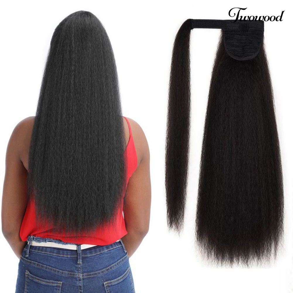 Twowood 55cm Wanita Berbulu Panjang Sintetis Pony Tail Afrika Wig Rambut Ekstensi Sopak