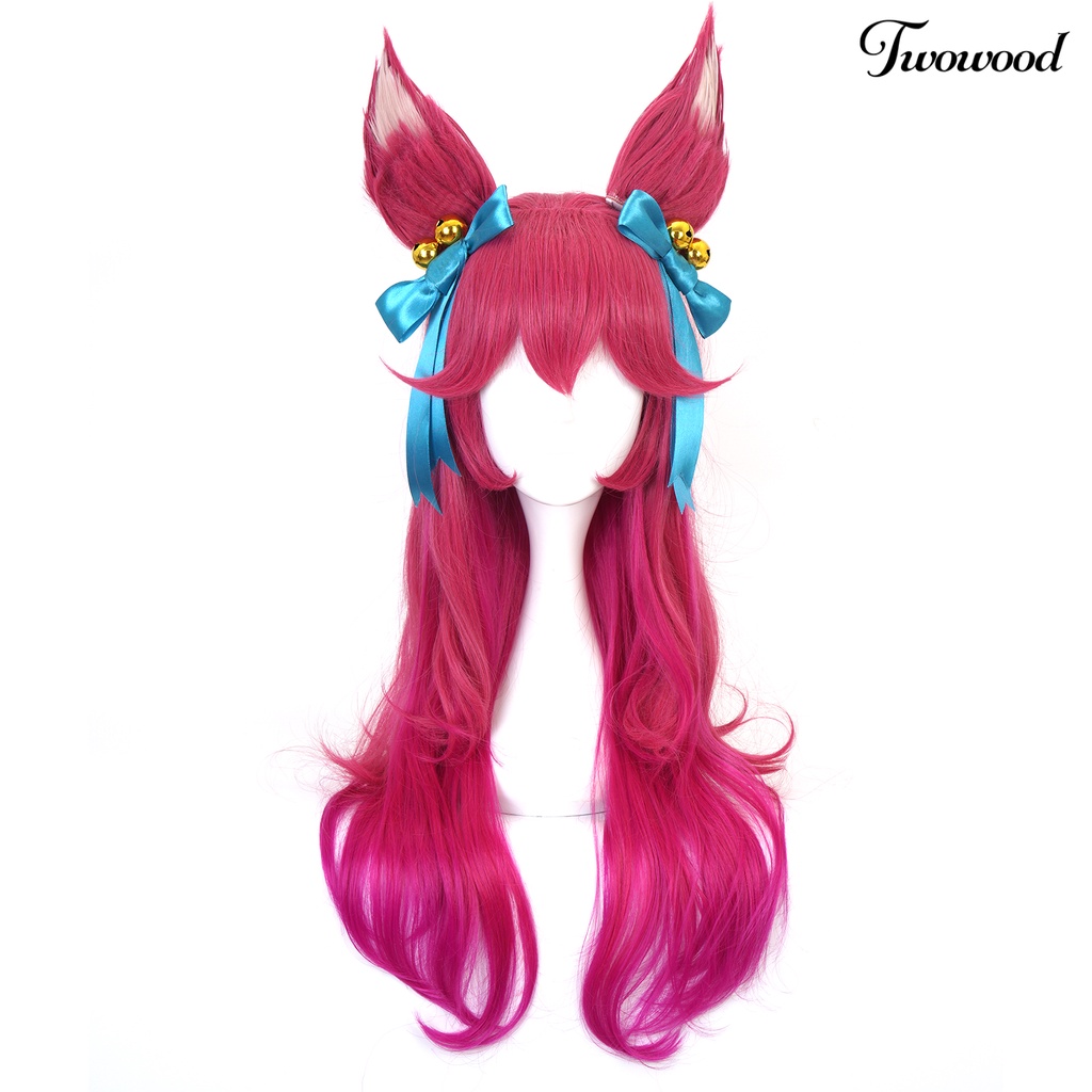 Twowood Spirit Blossom Ahri Panjang Keriting Gradien Wig Rambut Palsu Pesta Cosplay Sopak