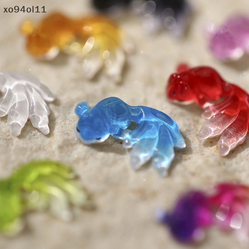 Xo 50Pcs 3D Kristal Gradiasi Resin Kuku Ch Shiny Ikan Mas Kawaii Manicure Parts OL
