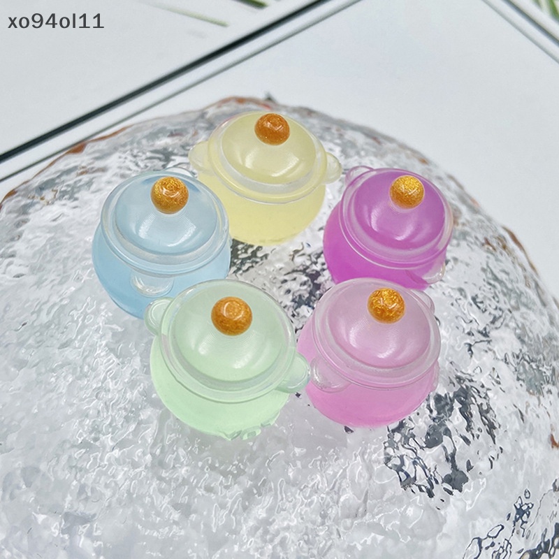 Xo Simulasi Plastik Luminous Mini Milk Pot Makanan Model Mainan Aksesoris Resin OL