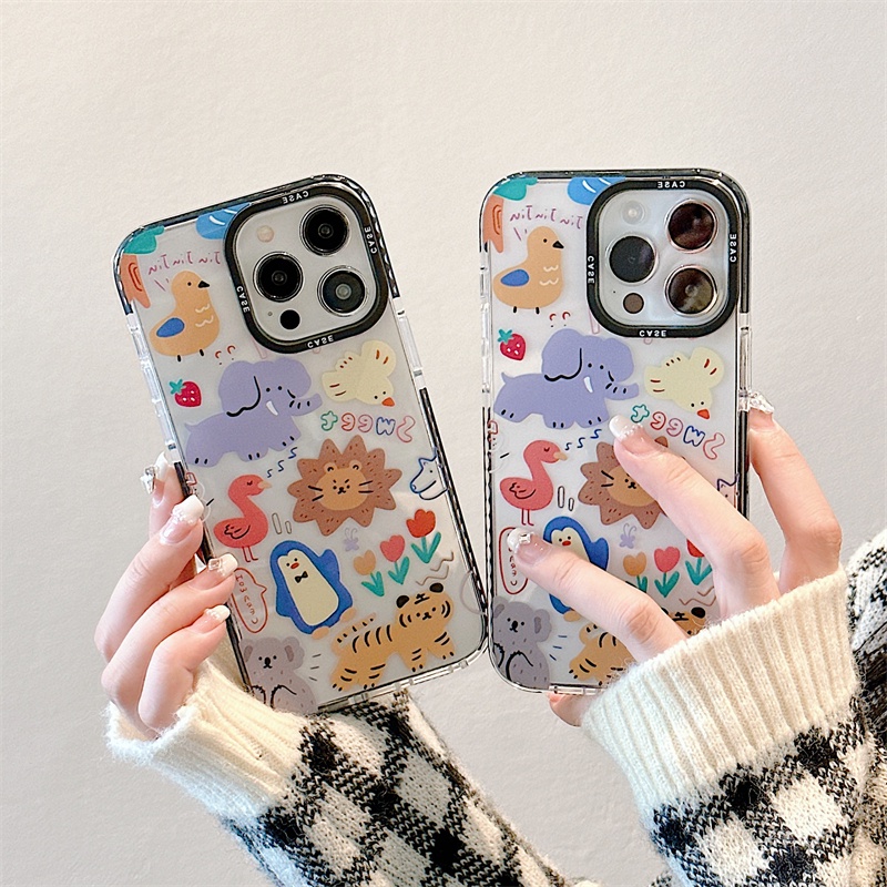 Cocok Untuk iPhone 14pro Max Casing Ponsel iPhone Kompatibel Dengan Iphone13 13pro 13prm iPhone 11 11pro 14plus 12Pro Max7 8Plus X XR SE Empat Sudut Casing Ponsel TPU Tahan Guncangan