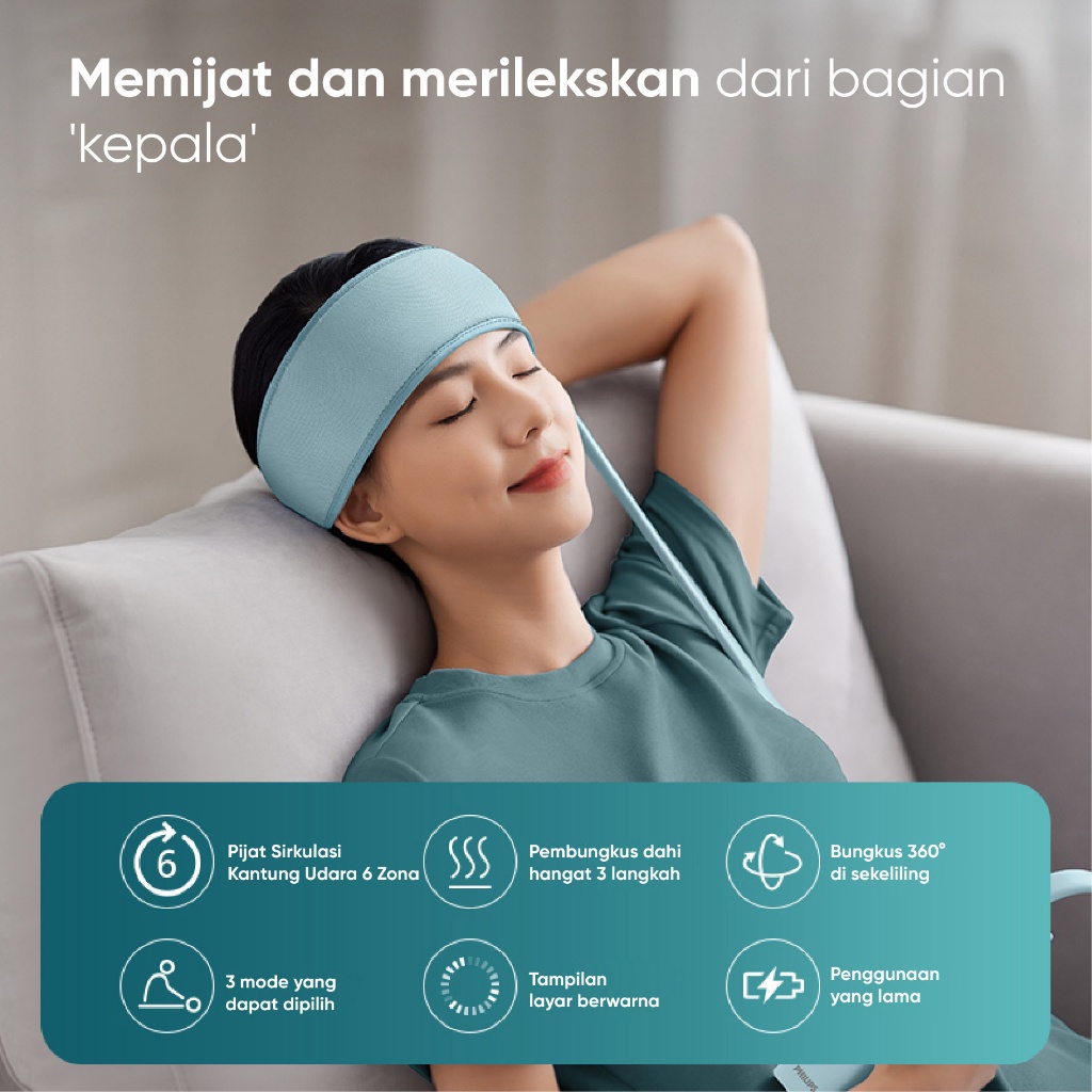 Philips massage Pijat Airbag 360 ° surround Head/Three temperature adjustable/2200mAH Battery PPM1321