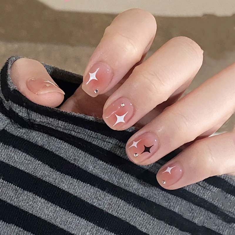 Indah Retro Shiny Bronzing Bintang Berujung Empat Nail Art Stiker Tekstur 3D Perekat Diri Manicures DIY Dekorasi Decals Nails Accesoires
