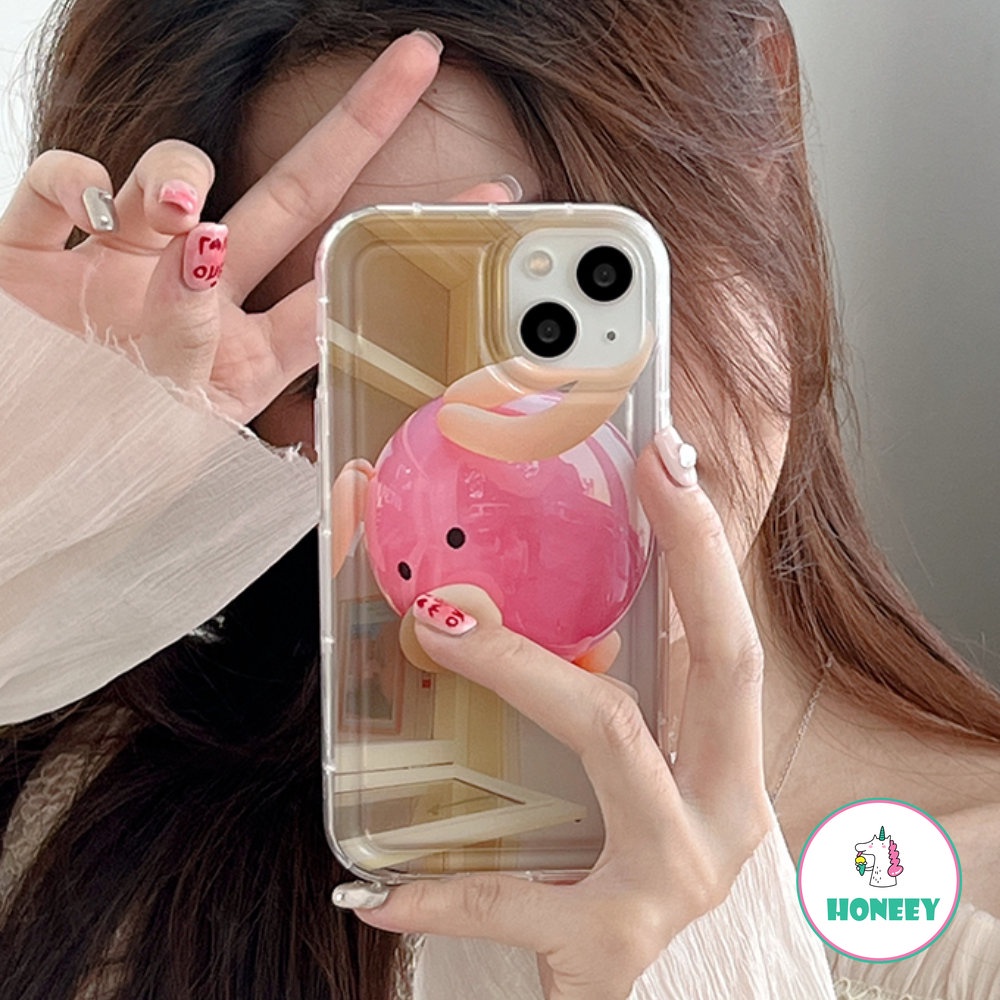 IPHONE Fashion Pink Piggy Balon Case Untuk Iphone11 14 Pro Max13 12 Pro Max XR XS 7 8plus Airbag Shockproof Lembut TPU Handphone Cover