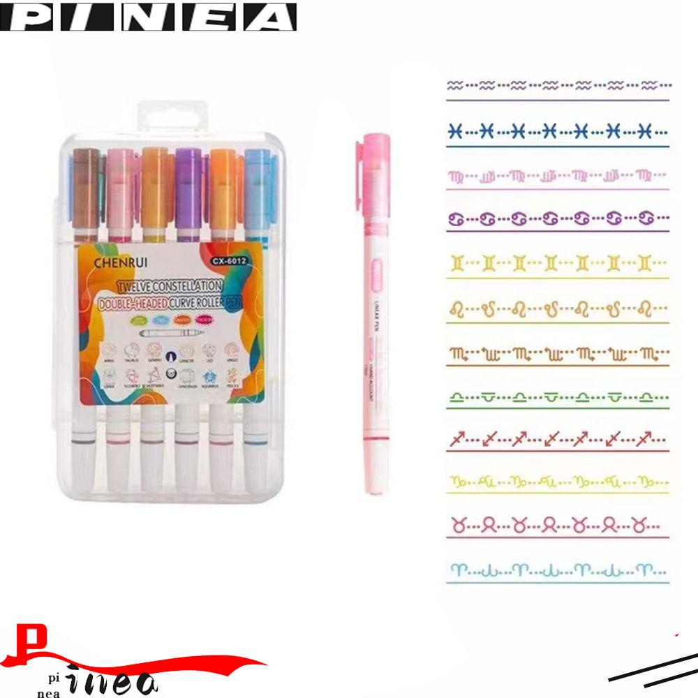 Nanas3 /6 /12Pcs Curve Stabilo Pen Natal Graffiti Berbentuk Bunga Konstelasi Terintegrasi Stabilo Warna