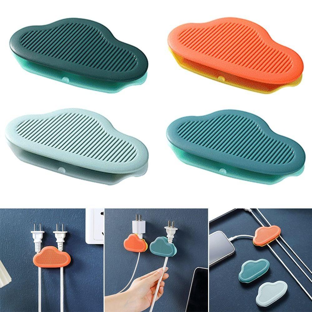 TOP 4pcs Plug Wire Holder Penjepit Perekat Colokan Kabel Organizer Penahan Kabel Klip Kabel Kait Non Marking Wire Storage Plug Hook