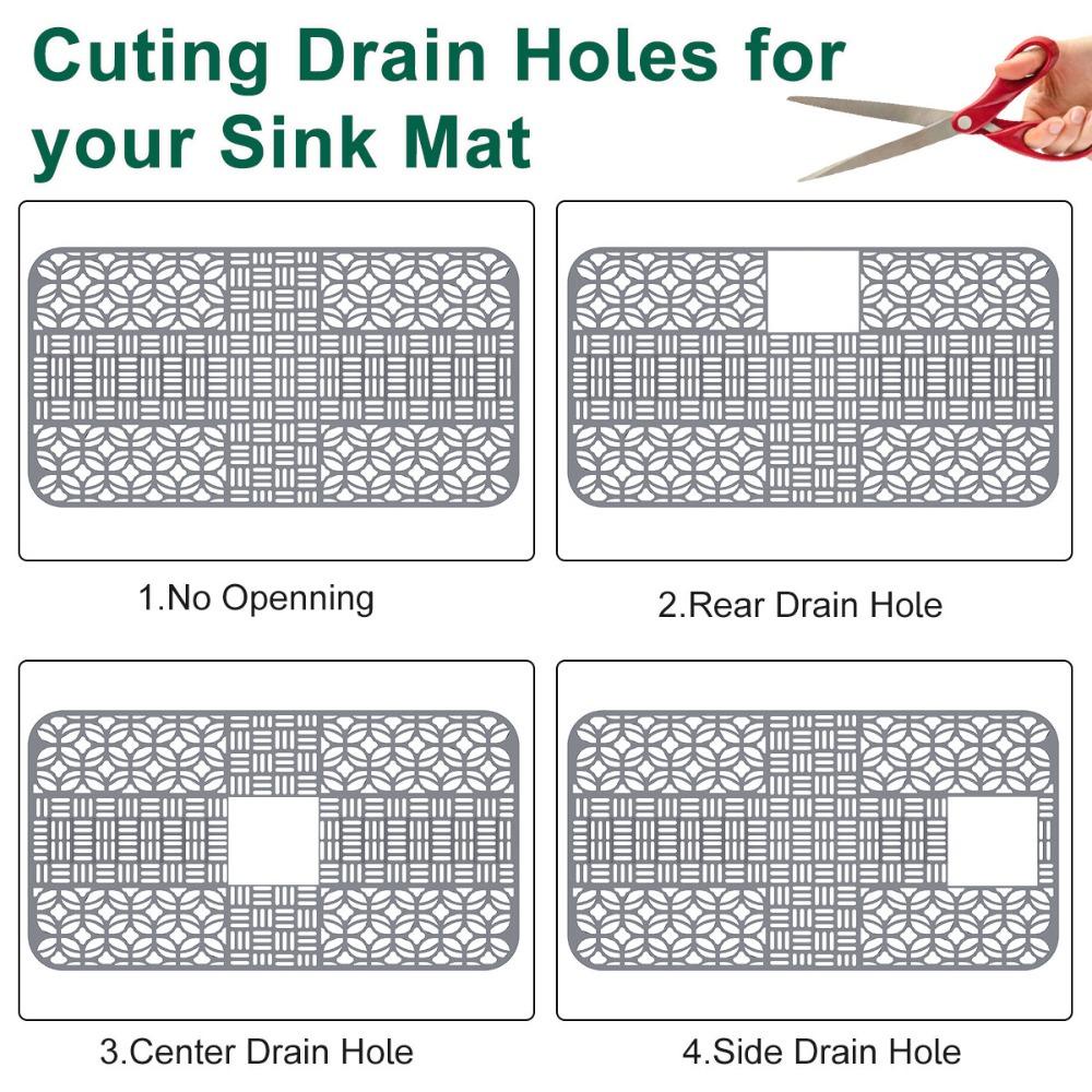 Lanfy Alas Wastafel Cuttable 1Pcs Tahan Panas Non-slip Grid Aksesoris Dapur Sink Liner Mat