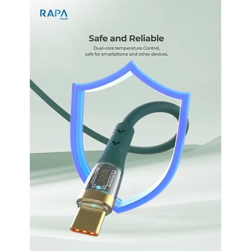 RAPAtech Crystal Kabel Data Type C 5A Quick Charge Up To 100W Transparant Data Cable Premium Quality Usb C Line Crystal original bergaransi