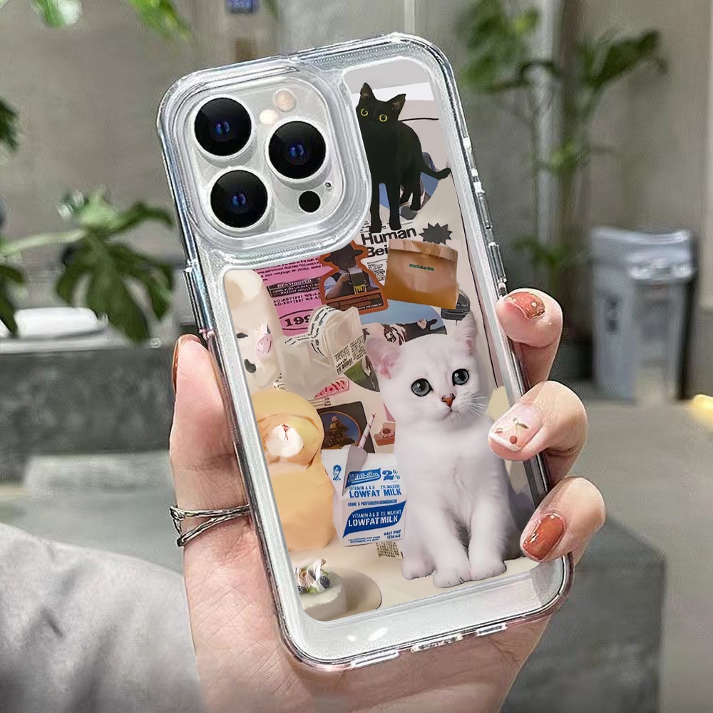 Casing Kucing Indah Lucu Untuk Vivo S12 S15 S6 S7 S9 S9E S10 5G S10 Pro X30 X30 Pro X50 X60 X70 X80 X27 V23 Pro V23E Iqoo 56 Neo5 Neo6 8 8 Pro Z6 U5 Akrilik Space TPU Cover Belakang