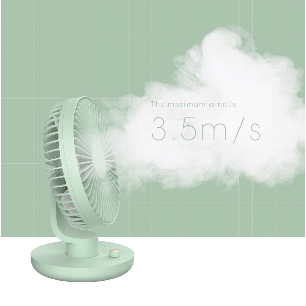 Kipas Angin Meja Portable Desk Fan Swing Automatic USB Charge 3000mAh