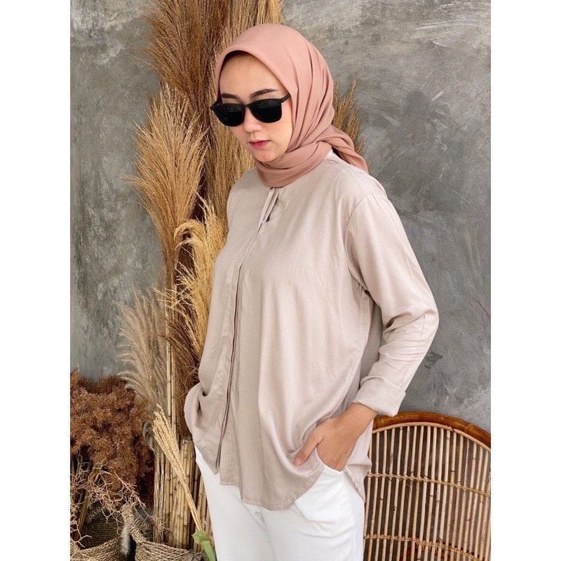 MAUDY Shirt / Kemeja Oversize Wanita Rayon Premium Hits Kekinian