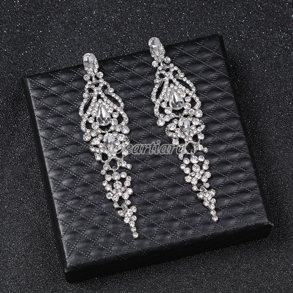 Eropa Dan Amerika Mode Kristal Berlian Imitasi Anting Pengantin Pernikahan Fotografi Pernikahan Anting Panjang Earrings Earrings