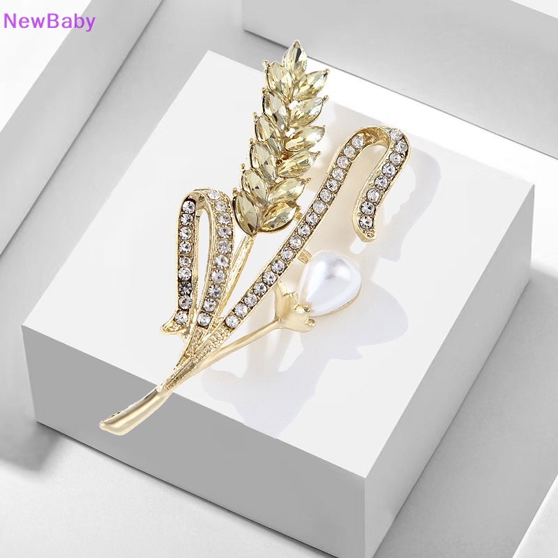 Newbaby Golden Ear Of Wheat Bros Wanita Halus Berlian Imitasi Gandum Telinga Bros Kerah Pin Jas Bros Perhiasan ID