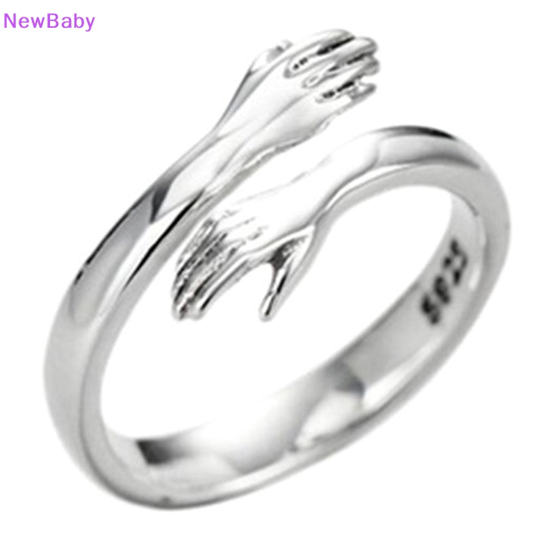 Newbaby925 sterling Perhiasan Perak Cinta Peluk Cincin retro fashion Pasang Aliran Terbuka Cincin ID