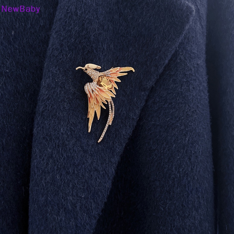 Newbaby Kristal Enamel Phoenix Burung Bros Hewan Pin Untuk Wanita Pria Brooch Pin Hadiah ID