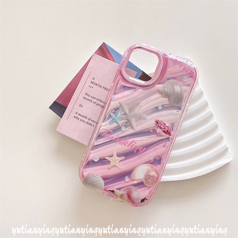 IPHONE Case Kompatibel Untuk Iphone7 8 6 6S Plus 11 13 12 14 Pro MAX 7Plus XR X XS MAX SE 2020 Fantasi Mutiara Shell 3D Stereo Korgasi Kreatif Huruf Sederhanamewah Kartu Laser Soft Cover