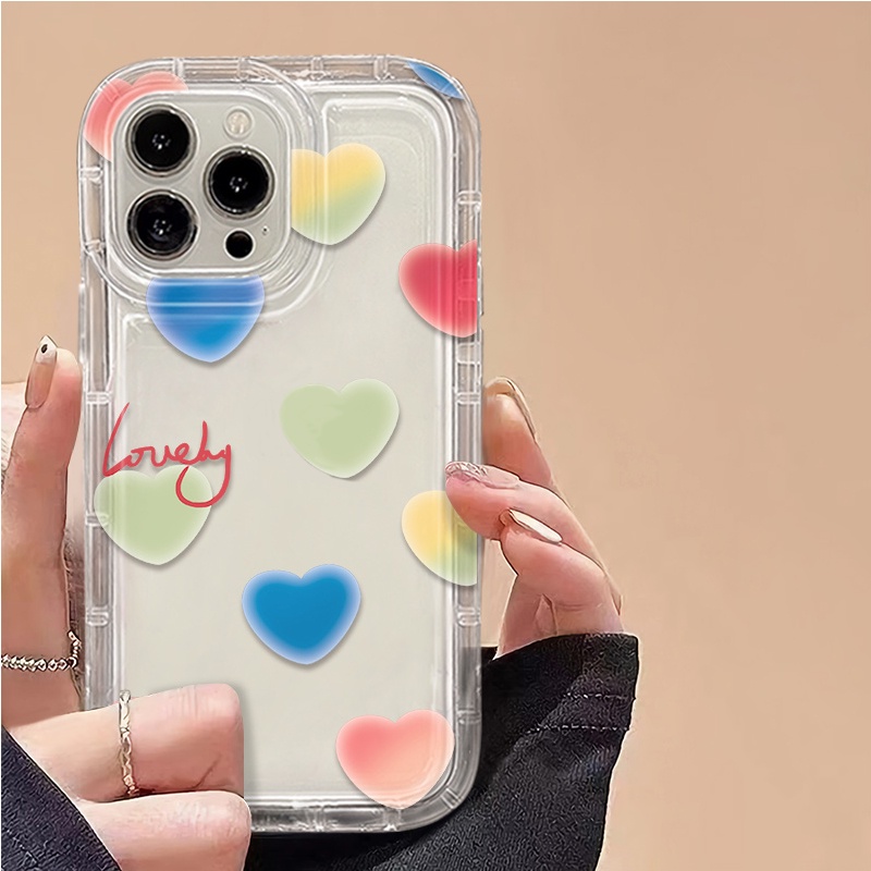 IPHONE Love Soft Phone Case Kompatibel Untuk Iphone14 13 11 12 Pro XS Max X XR 7+ 8plus Casing Transparan TPU Silikon Shockproof Cover