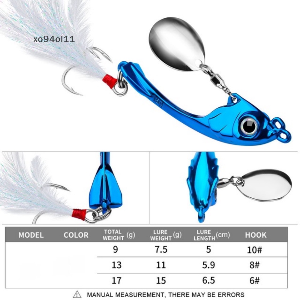 Xo Spinner Umpan 9g 13g 17g Metal Vib Fishing Lure Troli Rotag Sendok Wobbler S OL